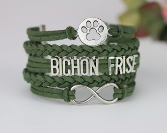 Bichon frise bracelet Pet jewelry Bichon lovers Dog breed jewelry Bichon jewelry Bichon frise gift Bichon dog owners Paw print bracelet