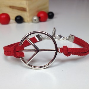 Silver peace bracelet 24 color Silver pacific bracelet Peace charm bracelet Anti war bracelet Peace sign jewelry No war jewelry Peace symbol