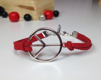 Silver peace bracelet 24 color Silver pacific bracelet Peace charm bracelet Anti war bracelet Peace sign jewelry No war jewelry Peace symbol