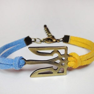 Ukraine Symbol Truzyb Bracelet, Ukraine Flag Bracelet Gold, Ukrainian Trident bracelet, Ukraine Jewelry, Ukraine gift, Ukraine souvenir