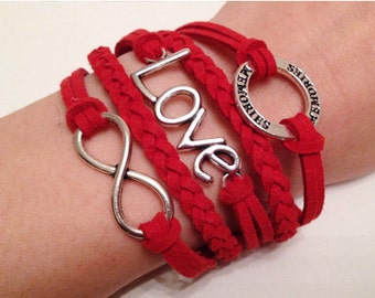 Memories Ring bracelet Love bracelet Infinity  bracelet  Red bracelet  Antique Silver Charm bracelet Friendship bracelet Leather bracelet