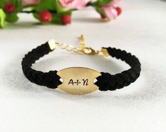 Couple personalized bracelet His and hers initial bracelet Two initials wife and husband Custom stamped bracelet Couple gift for girlfriend