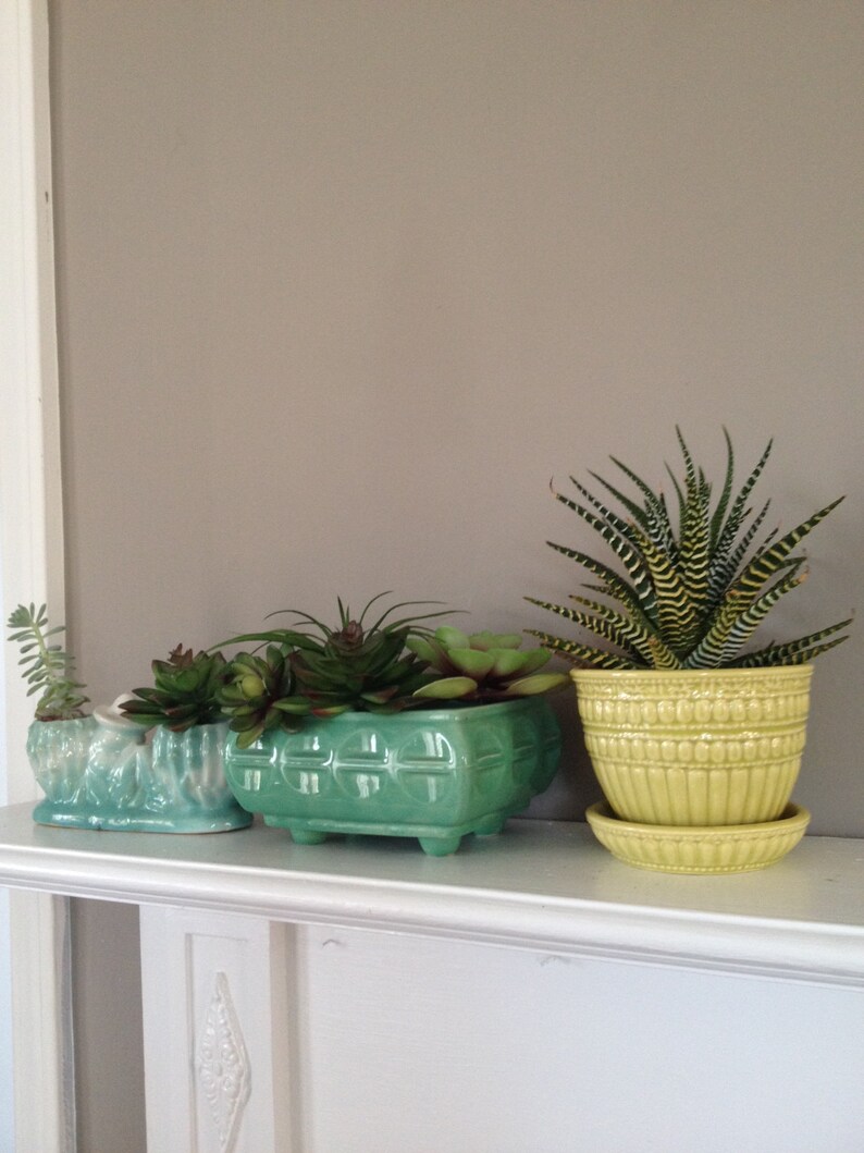Ceramic Planter 40/'s GORGEOUS COLOR Teal Planter Blue Ceramic Planter Aqua Planter Turquoise Planter Retro Planter Vintage Planter