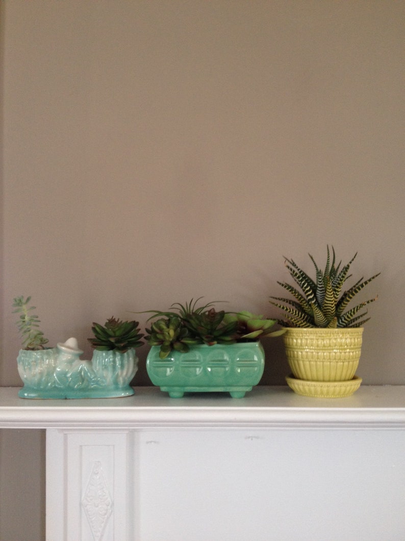 Ceramic Planter 40/'s GORGEOUS COLOR Teal Planter Blue Ceramic Planter Aqua Planter Turquoise Planter Retro Planter Vintage Planter