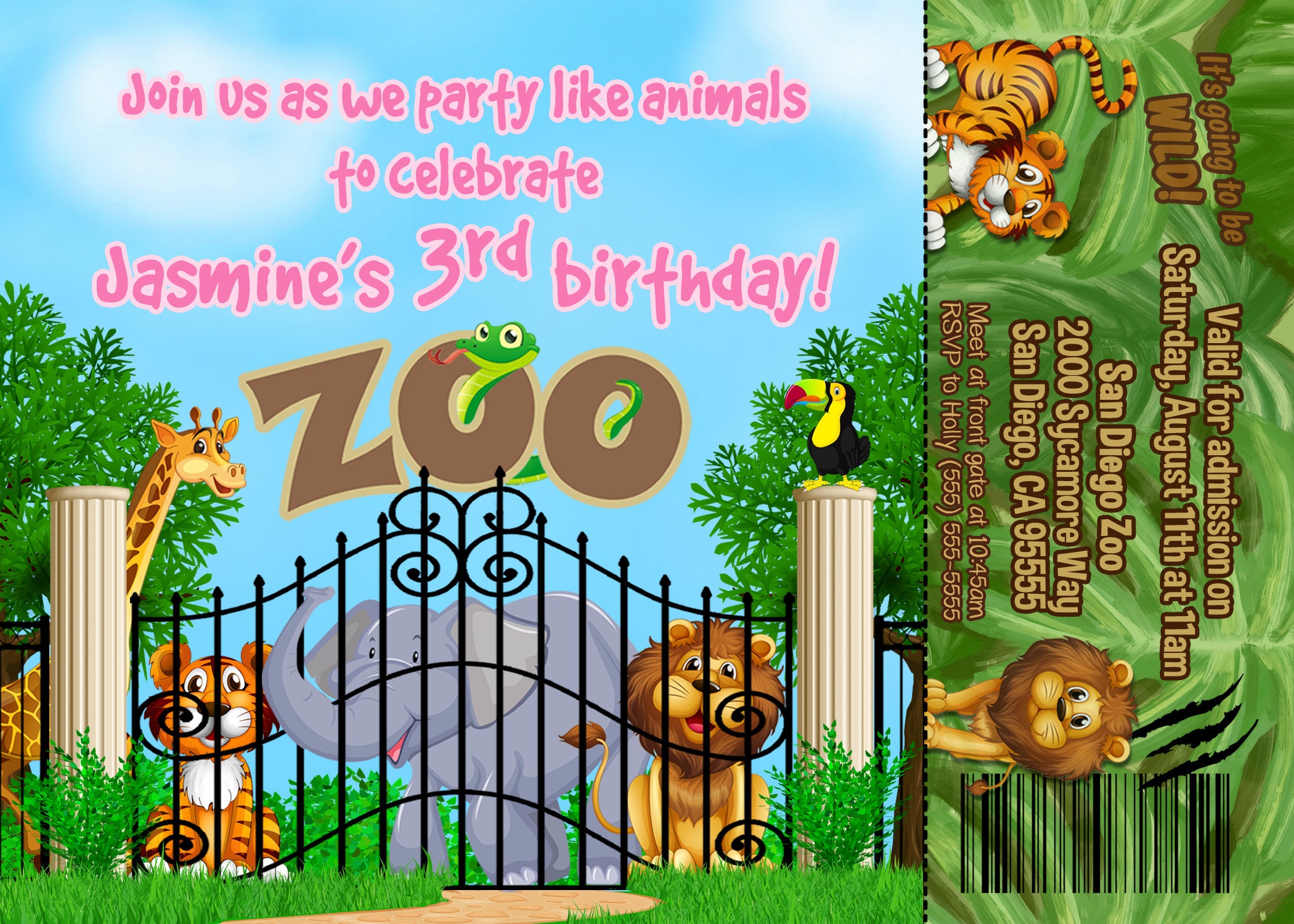 Zoo girl invite Zoo invitation Zoo birthday invite Zoo Etsy