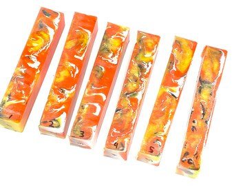 Diamond painting pen handmade, orange, black, yellow, & white swirls, stylus pen, Handturned, resin