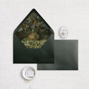 Green Floral Painting Envelope Liner, Set of 25