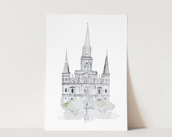 St. Louis Cathedral New Orleans Watercolor Print