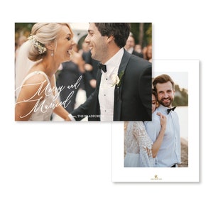 Merry and Married Christmas Holiday Photo Card, Wedding Holiday Card, Euro Flap Envelopes Included