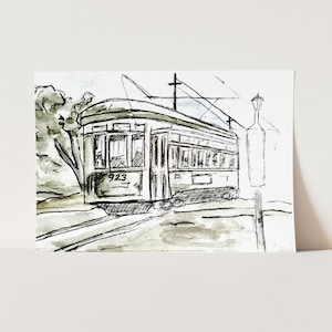New Orleans Street Car Watercolor Print