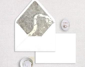 New Orleans Map Envelope Liner, Printable Envelope Liner, Digital Download Envelope Liner, A7 Euro Flap Envelope Liner