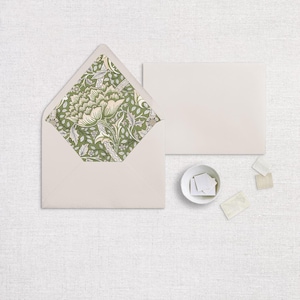 Vintage Green Floral Pattern, William Morris Art, Envelope Liner, Set of 25