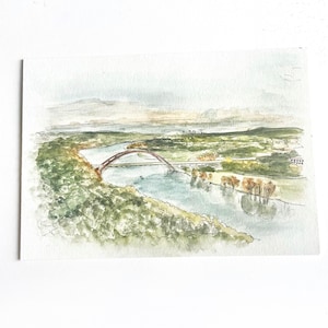 Austin 360 Bridge Watercolor