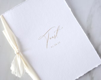 Wedding day letter booklet, handmade paper, silk ribbon, toast speech