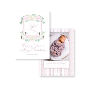 Christmas Holiday Photo Card, Baby Announcement Holiday Card, Euro Flap Envelopes Included