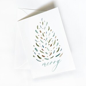 Merry Watercolor Greeting Card with Envelope - 05 (set of 10)