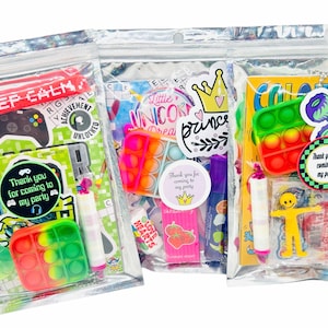 Kids unisex party favours, cute birthday treat bags, pre filled party bags, treat bags,Fidget toy Goodie Bags, ready filled bags.