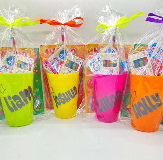 Personalised Pre Filled Reusable Party Cup Gifts Wedding Packs Childrens Ready  Made Party Bags Party Treat Cups Kids Goodie Bags 