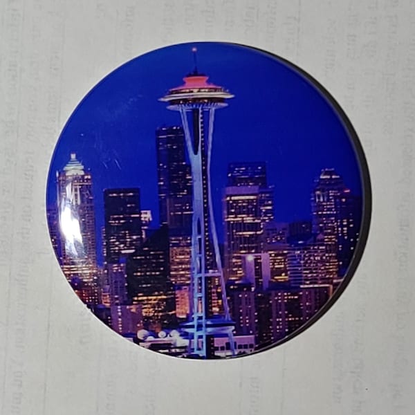 I love Seattle fan   = button - fan  art pin magnet button - design 2.25 inch