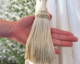 Luxury big cream ivory tie back with tassel. Elegant drapery for window curtain handmade italian tuscany drapery decor