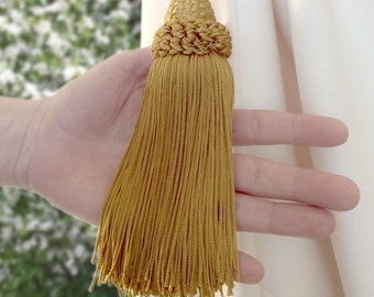 Luxury big dark golden tie back with tassel. Elegant drapery for window curtain handmade italian tuscany drapery decor