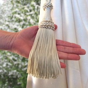 Luxury big cream ivory tie back with tassel. Elegant drapery for window curtain handmade italian tuscany drapery decor