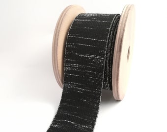 1" 9/16 sparkle black and silver elastic. Large sparkle sewing elastic trim for craft supplies.