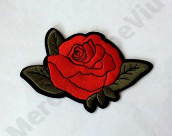 Floral Rose Iron-On Embroidered Patch - Sew On Applique For Jackets, Bags, DIY