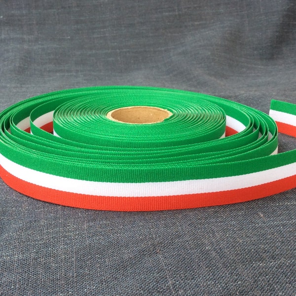 1 Meter dreifarbiges Band mit italienischer Flagge, 17 mm Stoff
