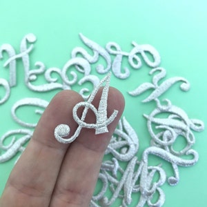 Iron on embroidered cursive letters silver applique craft supplise diy machine embroidery 1 inch monogram patch alphabet for name school. image 7