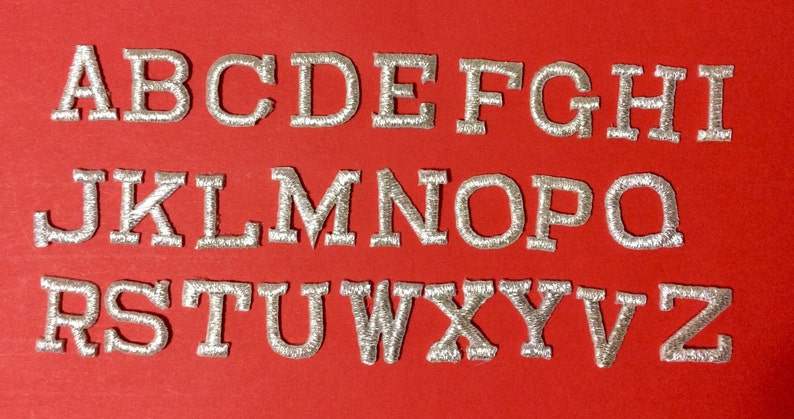 Iron on embroidered letters embroidery applique silver letters | Etsy