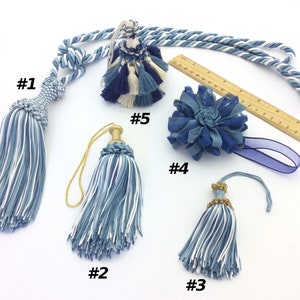 Tassels matching in color, blue. Compose your order, buying the items to match your living room, bathroom, kitchen, etc.