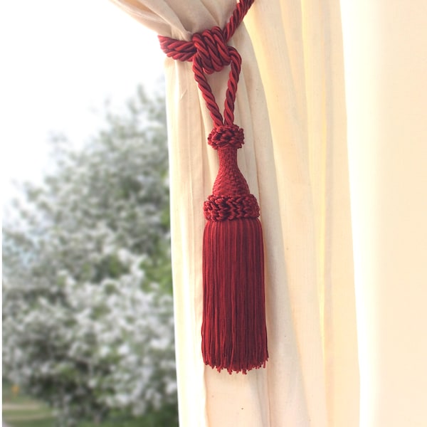 Elegant big red mix bordò tie back with tassel.Drapery for window curtain handmade italian tuscany drapery decor