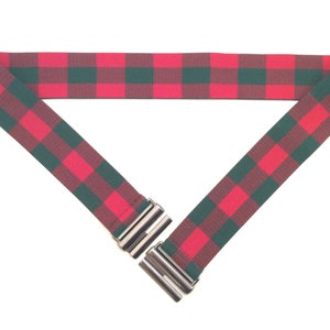 Fashion scotch green and red elastic belt. Size 1&quot; 9/16. Elastic belt, gift for her.