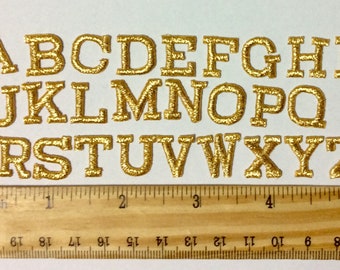 Iron on embroidered letters gold embroidery applique letters craft supplies diy machine embroidery 9/16 " craft supplies monogram