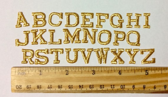 Iron on Embroidered Letters Gold Embroidery Applique Letters Craft Supplies  Diy Machine Embroidery 9/16 Craft Supplies Monogram 