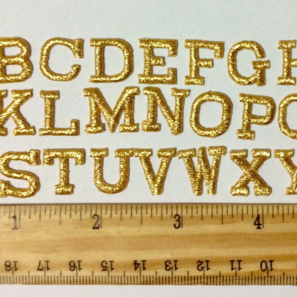 Iron on embroidered letters gold embroidery applique letters craft supplies diy machine embroidery 9/16 " craft supplies monogram