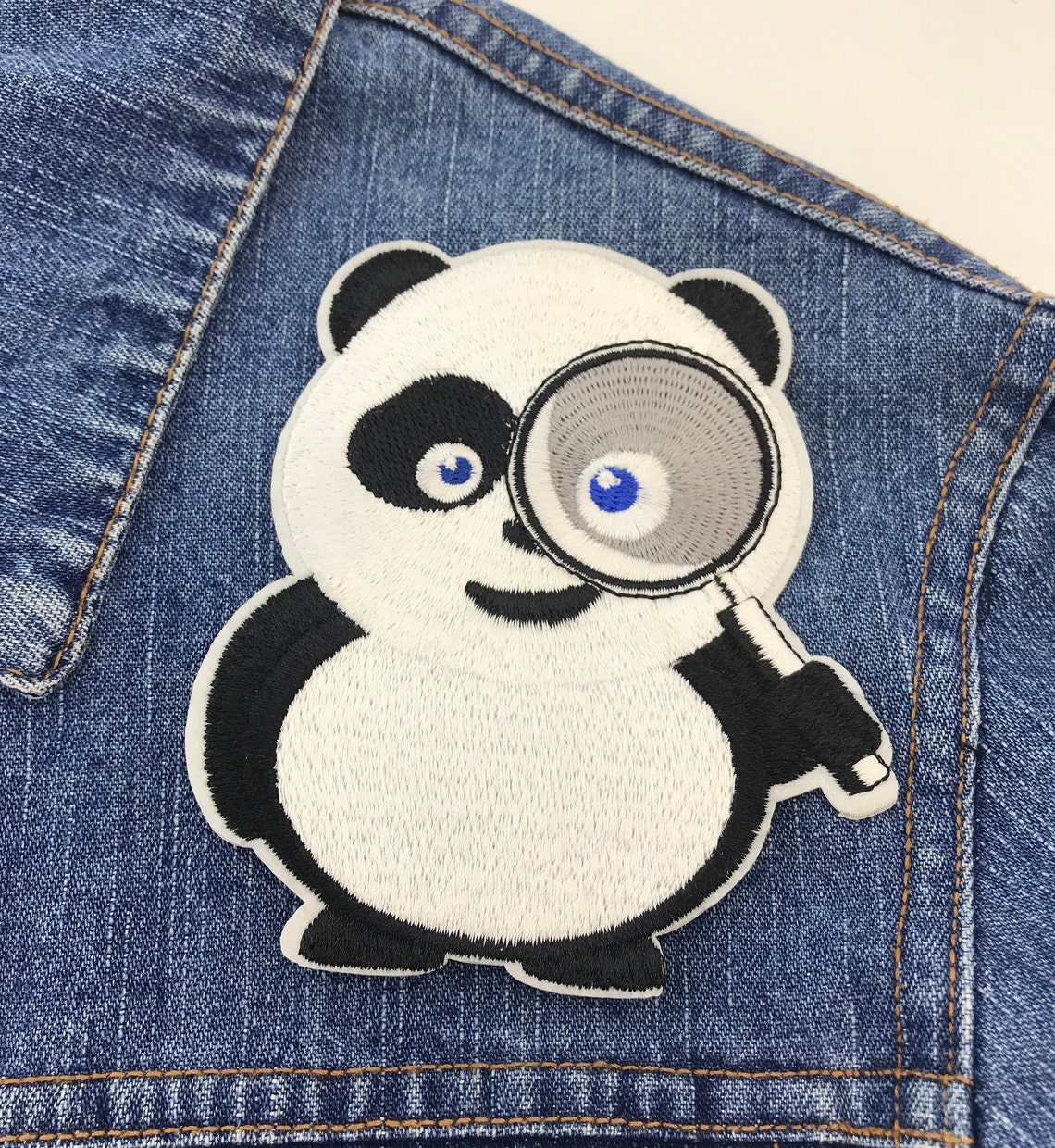 1 iron on patch large panda patches embroidered diy animal | Etsy