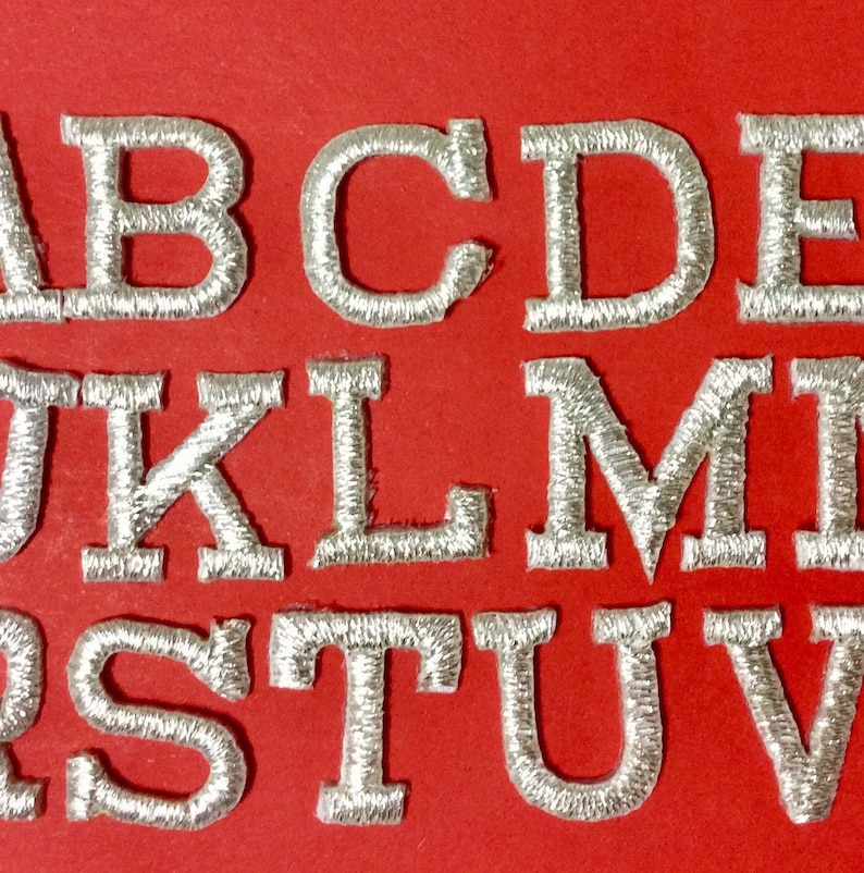 Iron on embroidered letters embroidery applique silver letters | Etsy