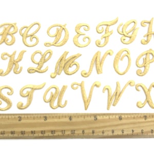 Iron on embroidered cursive letters gold applique craft supplise diy machine embroidery 1 inch monogram patch alphabet for name school kids immagine 6