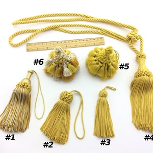 Tassels matching in color, gold. Compose your order, buying the items to match your living room, bathroom, kitchen, etc.
