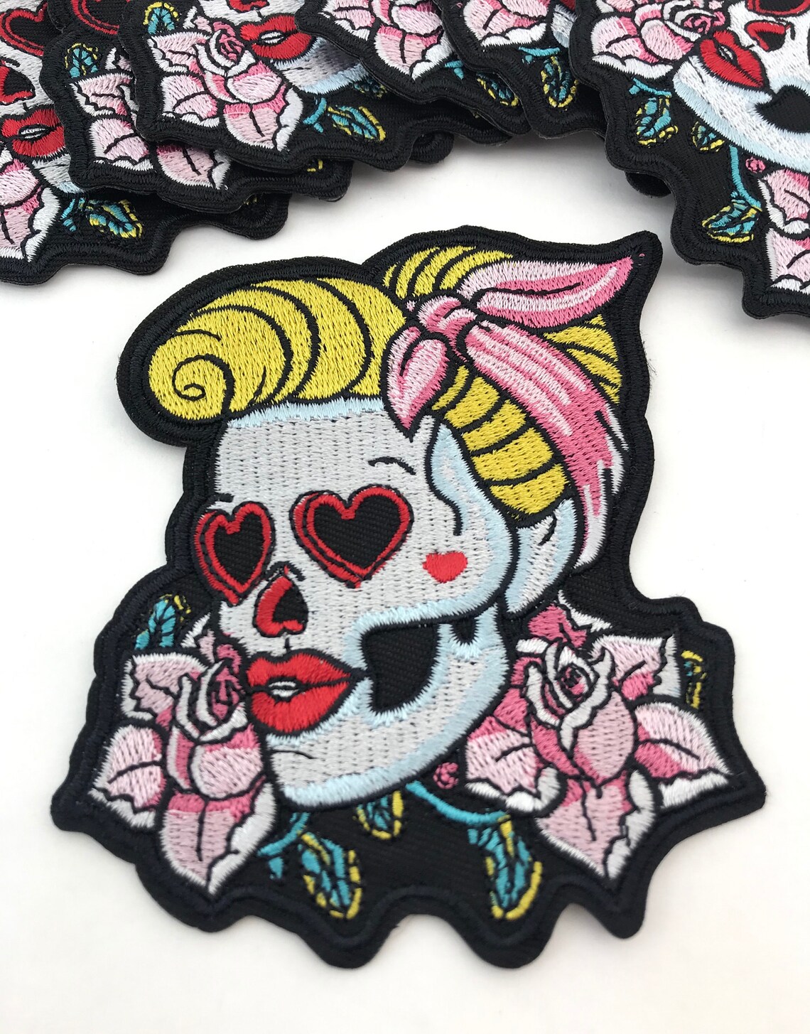 Patch Pin up Girl Sugar Skull Embroidered Diy Patches Pinup Etsy