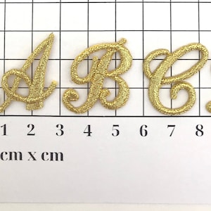 Iron on embroidered cursive letters gold applique craft supplise diy machine embroidery 1 inch monogram patch alphabet for name school kids immagine 2