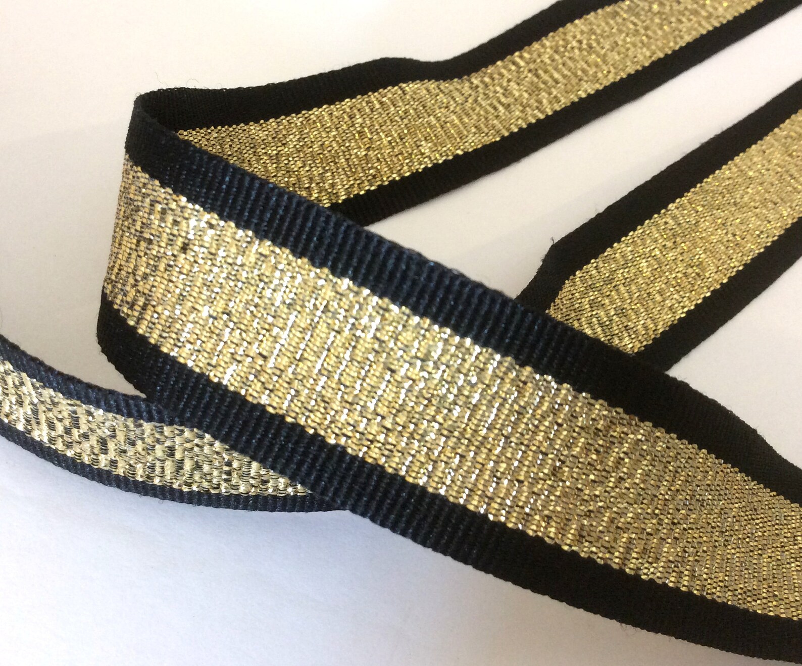 Striped Ribbon Gold Black Grosgrain Trim 1 25mm Etsy UK