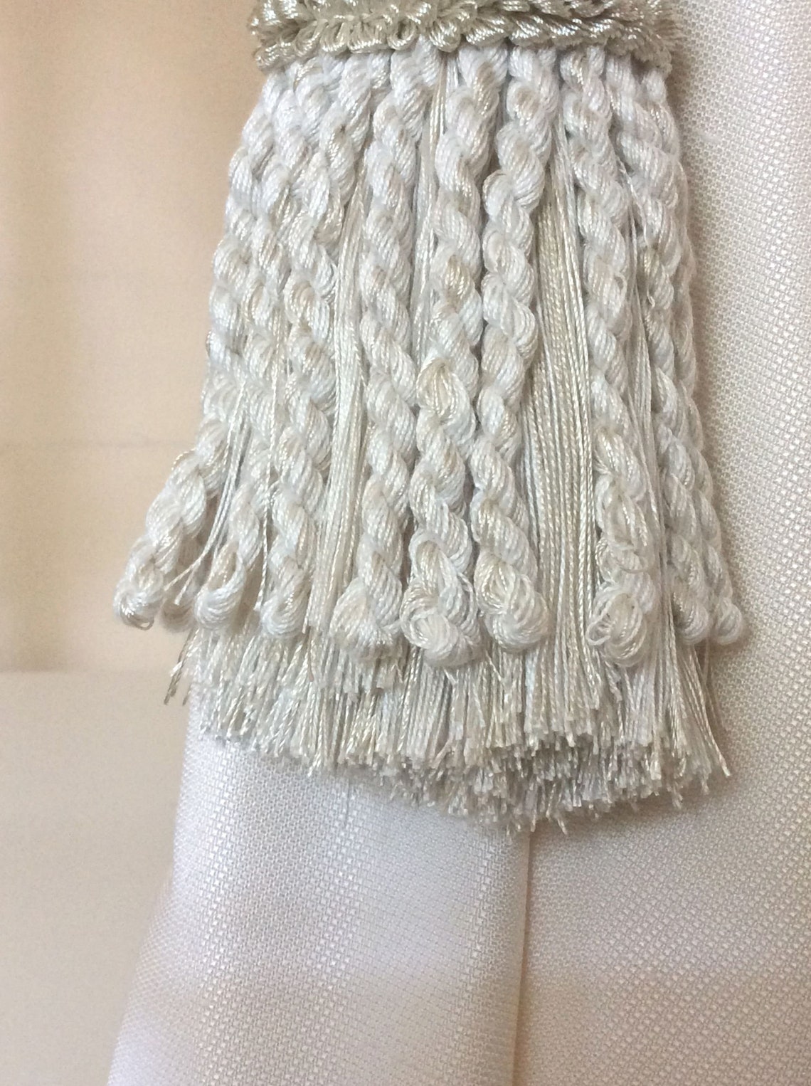 Luxury big mixed white-ivory tie back with tassel. Elegant | Etsy