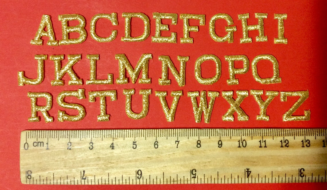 Iron on Embroidered Letters Gold Embroidery Applique Letters Etsy