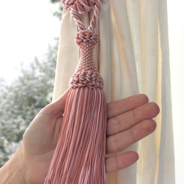 Luxury big mix antique pink tie back with tassel.Elegant drapery for window curtain handmade italian tuscany drapery decor Window treatments
