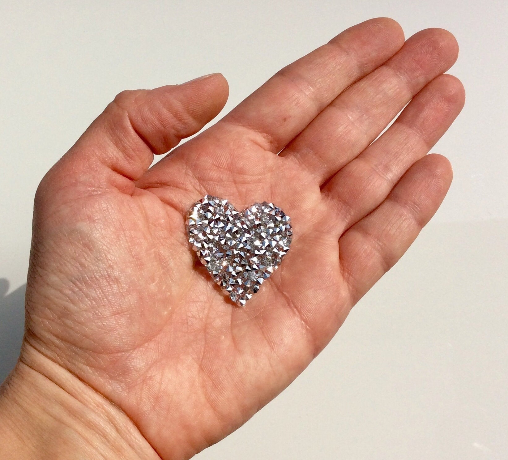 Iron-on heart gold or silver rhinestones applique patches | Etsy