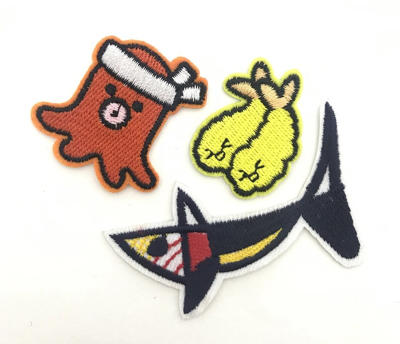 Iron on Food Sushi Patch Japanese patches Fish octopus Badge Etsy