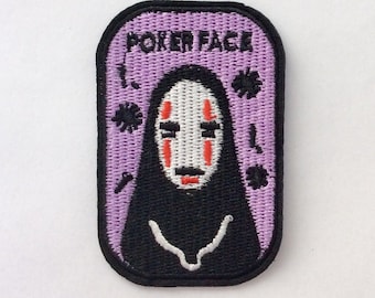 Poker face patch anime manga patches Japanese maschera spirito, ricamata termoadesiva